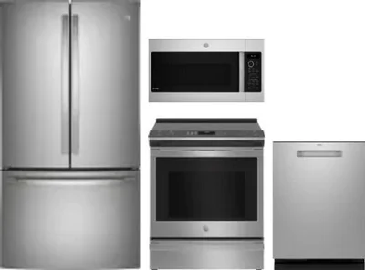 4 Piece Package Includes Refrigerator, Range, Microwave And Dishwasher
